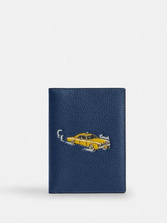 Coach Passport Card Case With Car Print