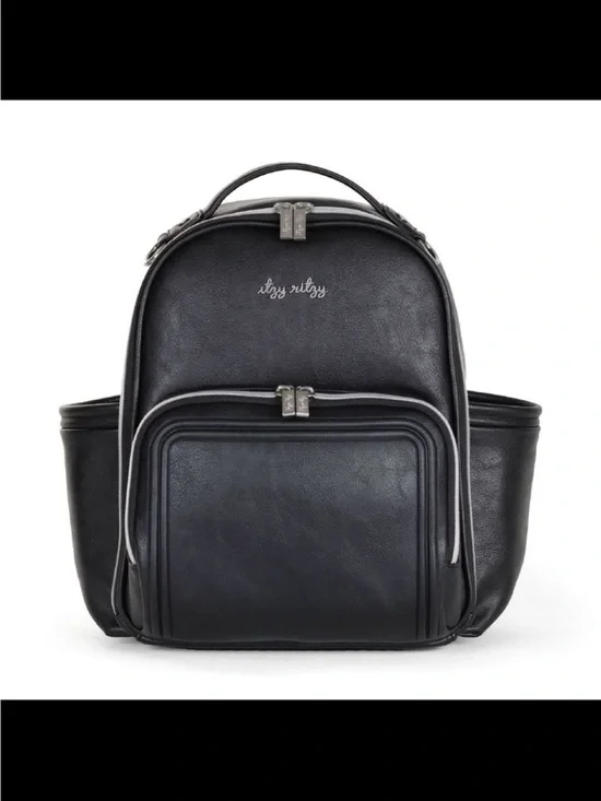 Itzy Ritzy Black Faux Leather Backpack