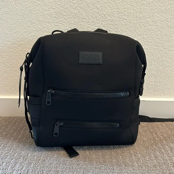 Dagne Dover Black Neoprene Baby Bag Backpack