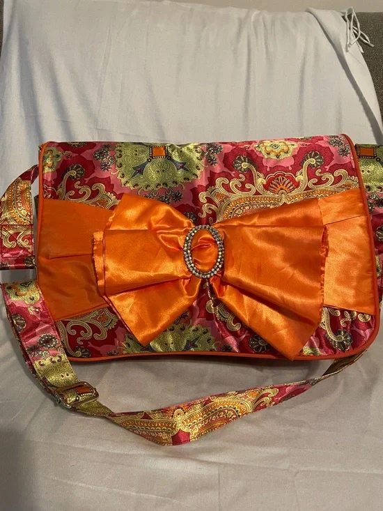 My vintage baby  Vera Bradley Vibrant Orange Bow-Accent Paisley diaper Bag