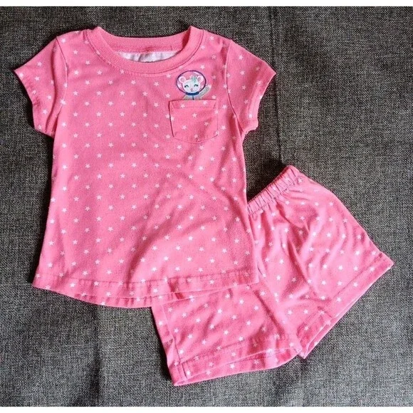 Pajamas 24 Months Girls Carters Pink Shorts Short Sleep 2 Piece Set