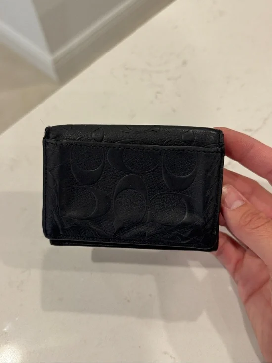 Coach Black Embossed Signature Card Holder