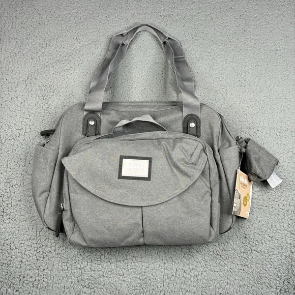 BEABA Sac à Langer Genève Diaper Bag 23L Gray Shoulder Baby Changing Bag NWT