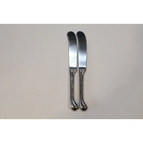 2 Old French Hollow Pistol Knife Dansk‎ KOBENHAVN Stainless Flatware