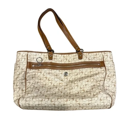 Coach Signature leather  diaper Bag - Brown and Cream