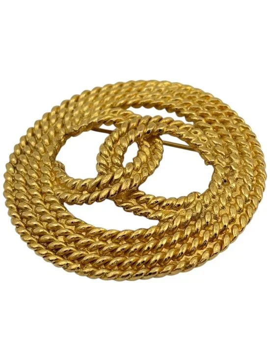 Chanel Brooch CC Logo Gold Plated