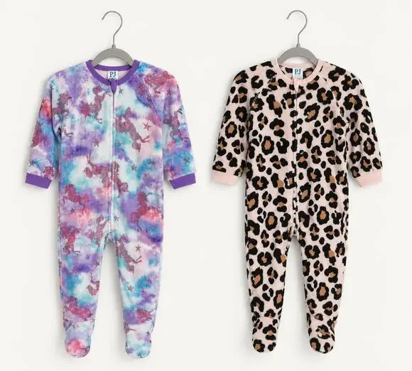 Childrens PJ Place Baby Girls Unicorn & Petal Fleece One Piece Pajamas 12-18M