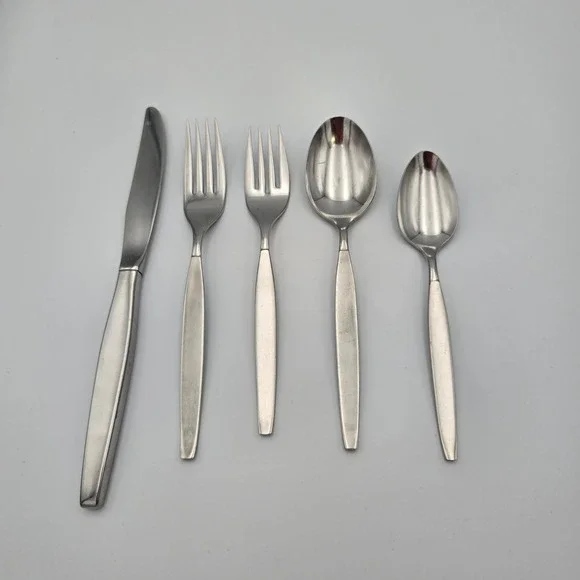 Oneida Community Frostfire 5 Piece Place Setting Stainless Steel Flatware Vtg