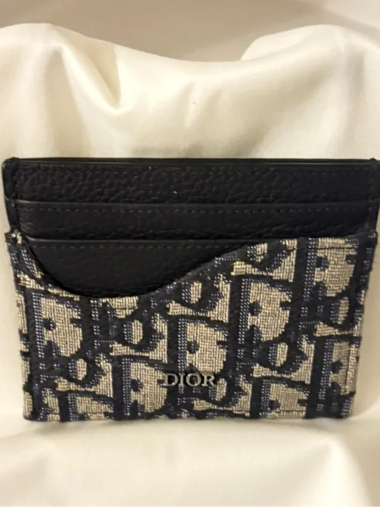 Dior Men Oblique Jacquard & Calfskin Card Holder | New