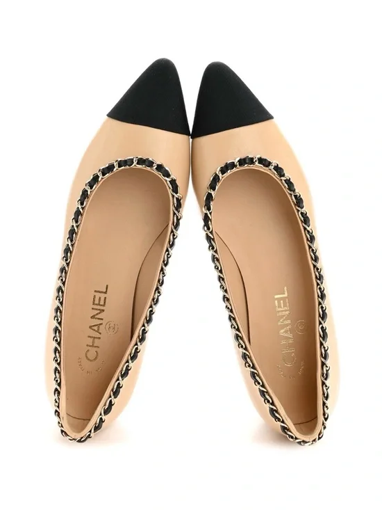Chanel 2020 Chain Trim CC Logo Ballet Flats