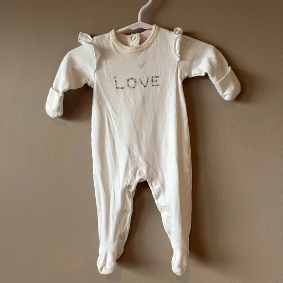 Livly Baby Pima Cotton Love Ruffled Footed Stretch Sleeper Size Newborn‎