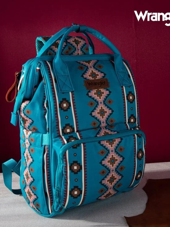 Wrangler Aztec Printed Callie Backpack - Turquoise