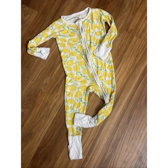 Little Sleepies Baby Girls 6-12 Months Lemons Footed Sleeper Pajamas Bamboo VGC