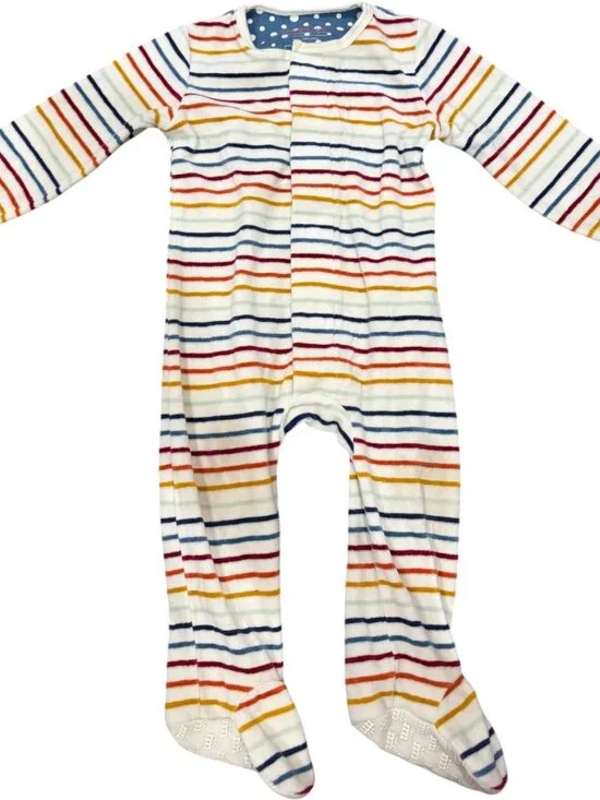 Magnetic Me Rainbow Striped Velour Magnetic footie Pajama 9-12 months