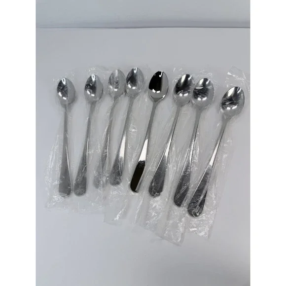 Dansk SILHOUETTE 8 Iced Tea Spoons Glossy 18/8 Stainless Steel Flatware