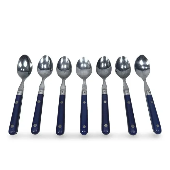 Washington Forge Mardi Gras Blue Teaspoons Stainless Set of 7 Riveted 6.75