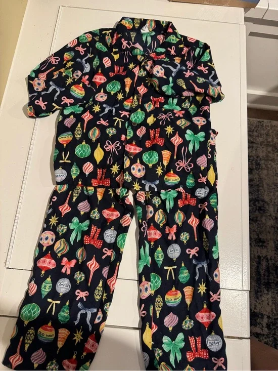 Kids Holiday Ornament Pajama Set - Multicolor on Navy