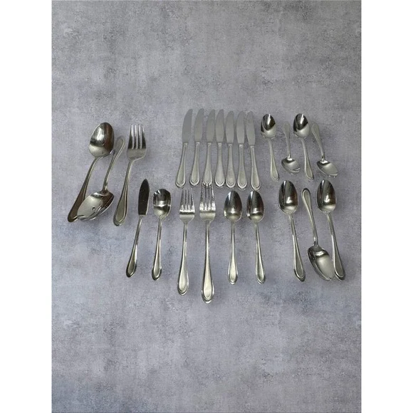 Oneida Flatware Set 23pc Silver Satin Sand Dune 18/10 Stainless