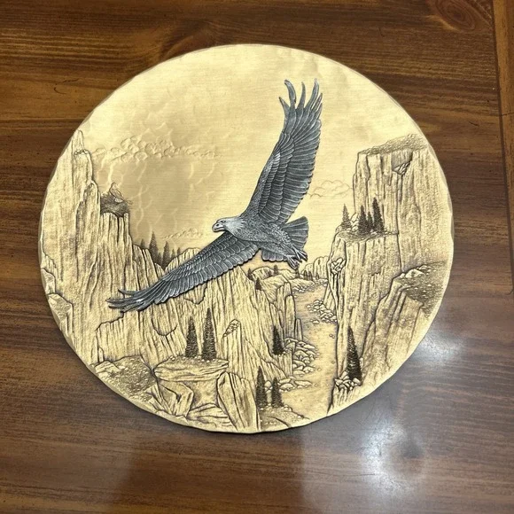 Wendell August Forge Hanging‎ Plate Plaque Pewter Bronze PA OH Soaring Eagle