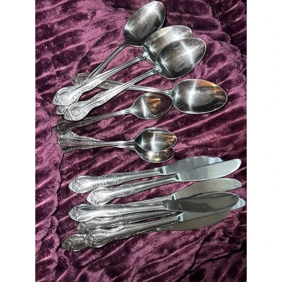 Hanford Forge 14 Piece Spoons And Knives CHARLESTON CLASSIC Stainless Set