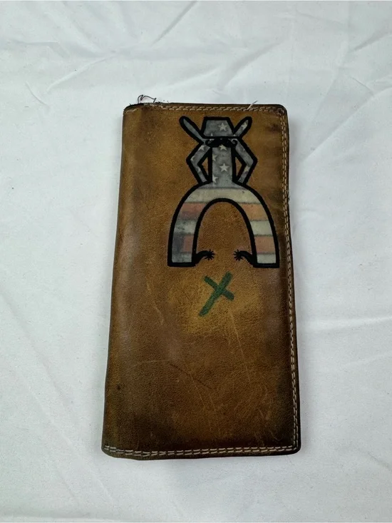 Hooey Brown Leather Long Wallet with Graphic Western Accent