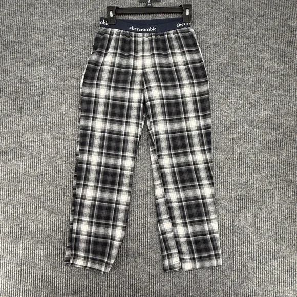 Abercrombie Pajama Pants Kids Size 9/10‎ Black White Excellent Plaid Sleepwear