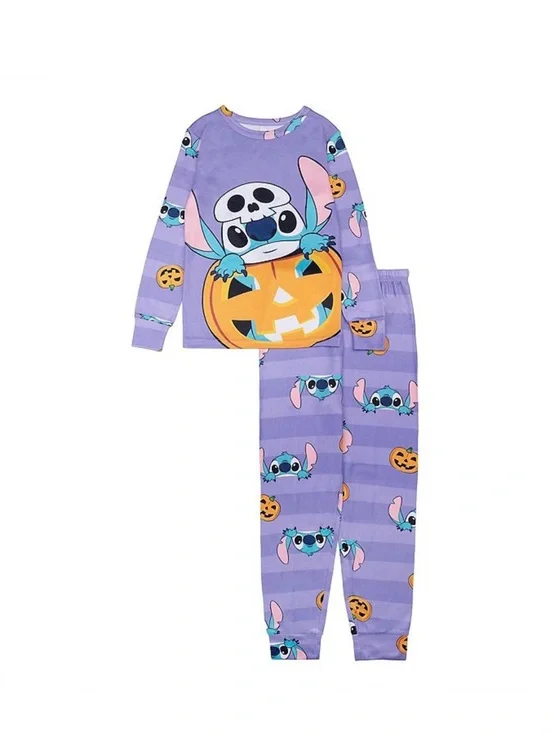 Disney Girls Purple Halloween Stitch Pumpkin Pajama Set -    Size 4