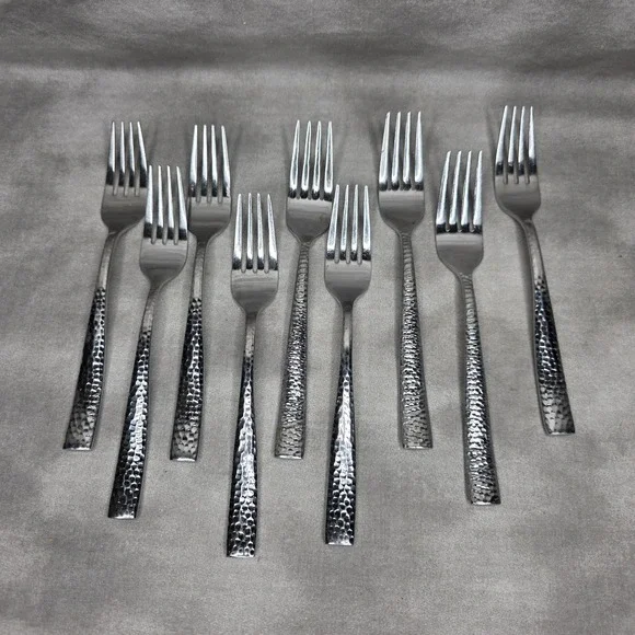 (X9) Hammered Stainless Forks 7