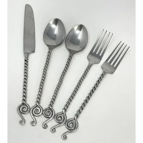 World Market Maroc Twist 1 Dinner Knife  2 Dinner Forks 2 Dinner Spoons Set Of 5