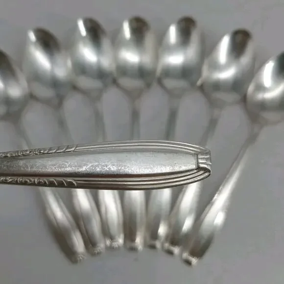 8X Tsp Harmony House by Wallace Serenade Silverplate Flatware Teaspoons Vtg