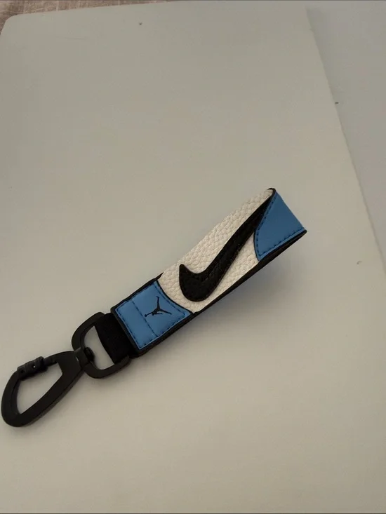 Nike Jordan Blue & White Key Fob with Black Swoosh