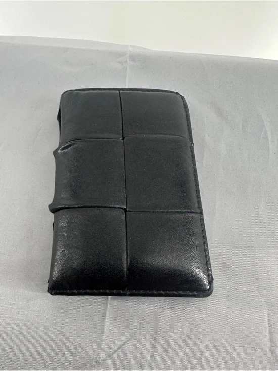 Bottega Veneta Cassette Flap Card Case Wallet Black Leather