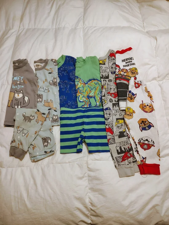 Toddler Pajama Set Pack - Green/Blue Stripes + Character Prints