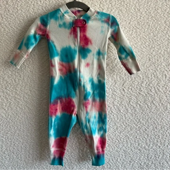 Hanna Andersson Infant‎ Tie Dye Zip Up Organic Cotton Pajamas Size 3-6 Months