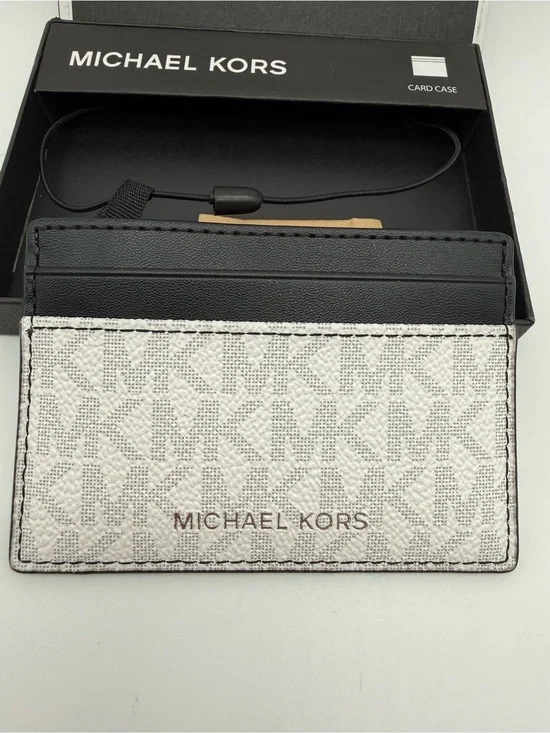 Michael Kors Black and White MK Signature Card Case