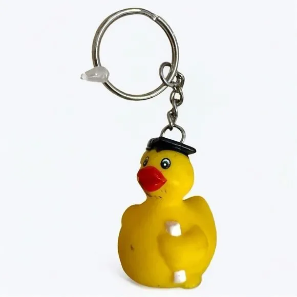 Graduation Duck Keychain Yellow Rubber with Cap & Diploma – Cute Gift Idea