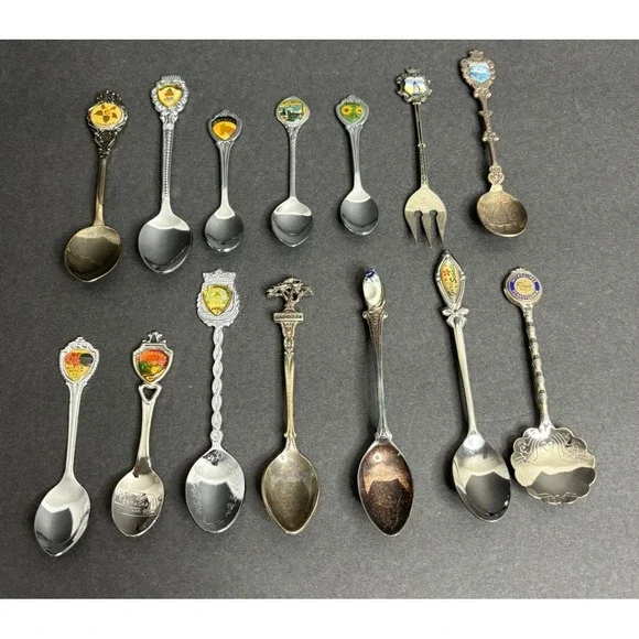 14 United States Souvenir Spoon PA Carmel CA Hampton VA Atlanta SC Girl Scouts