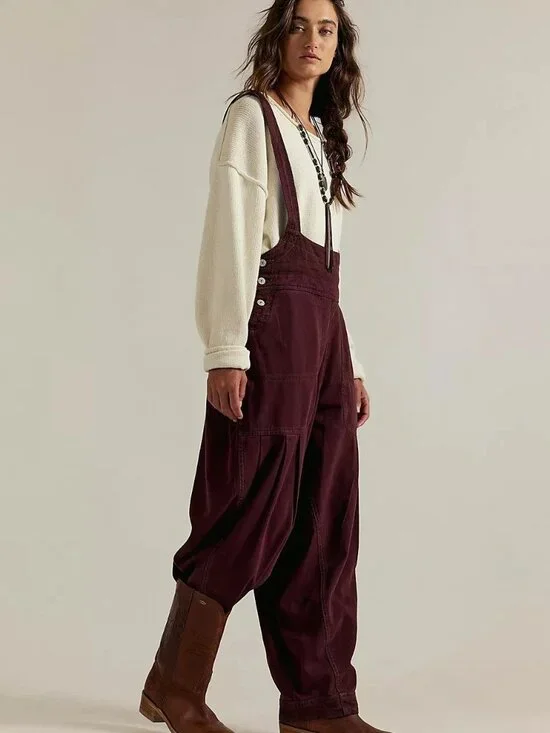 NEW We the Free People Felix Tapered Overalls Jumpsuit Cotton Rayon Linen