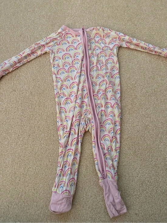 Little Sleepies Rainbow Print One-Piece Footed Pajama - Pink