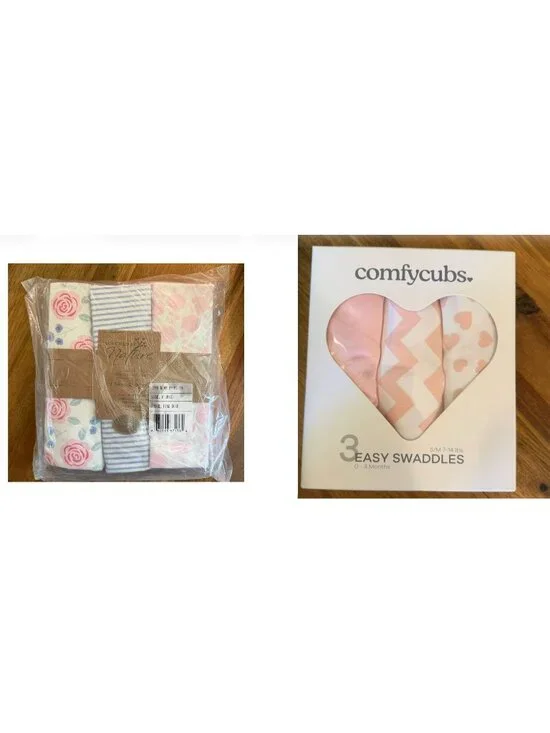 6x Girl Newborn Baby Swaddle Sets Size Newborn 0-3 Months Small 7-14 Lbs NIB