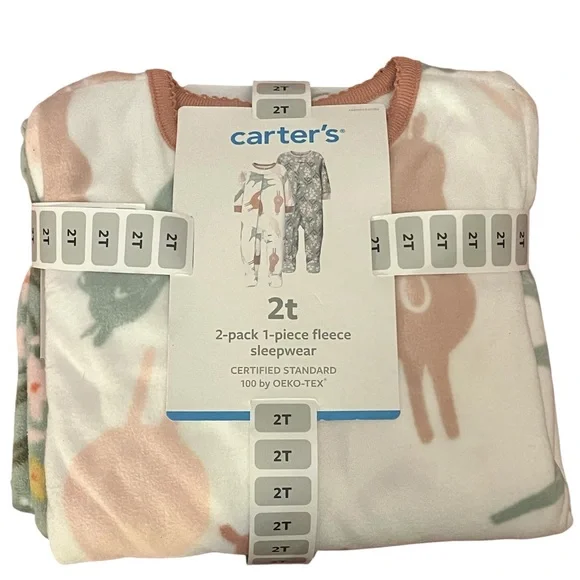 Carter's 2-Pack Fleece Pajamas - Cream and Green