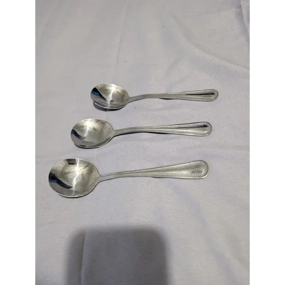 Vintage Superior Pebbles Silverplate Teaspoons Set of‎ 3 Hotel Flatware Beaded