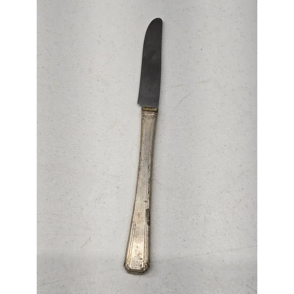 Simeon L & George H Rogers Co Art Deco Silver Plate Dinner Knife Stainless Blade