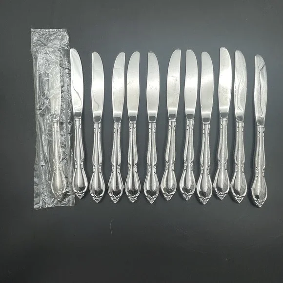 Lot of 12 Unmarked‎ Chantelaine Pattern Flatware Knives Stainless Replacement