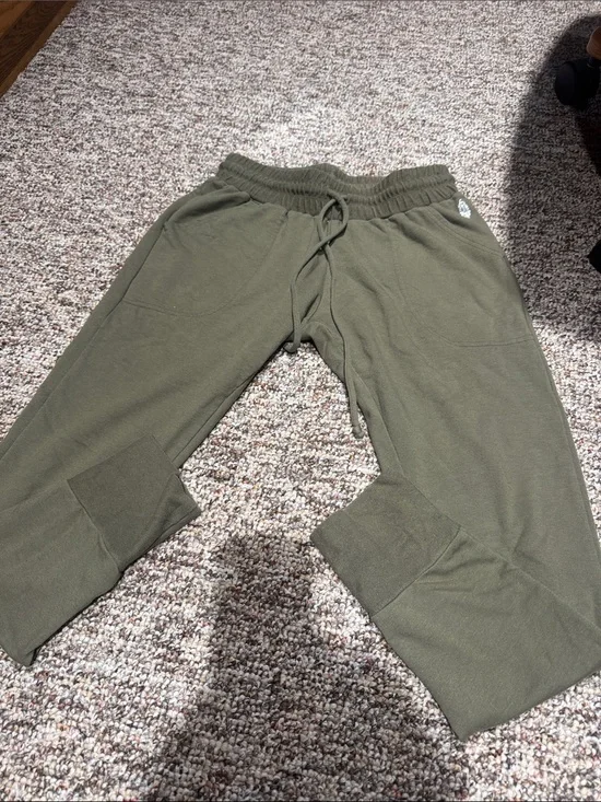 Free People Olive Green Drawstring Lounge Pants