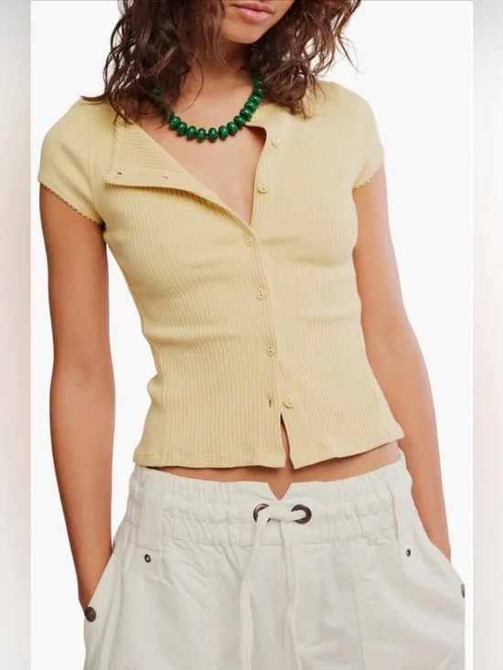 FREE PEOPLE Most Wanted Cardi in Yellow XS