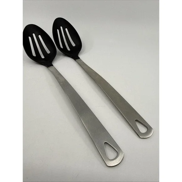 2 Oneida 18/8 Stainless Steel‎ Nylon Spoon Heat Safe Kitchen Cooking Utensil