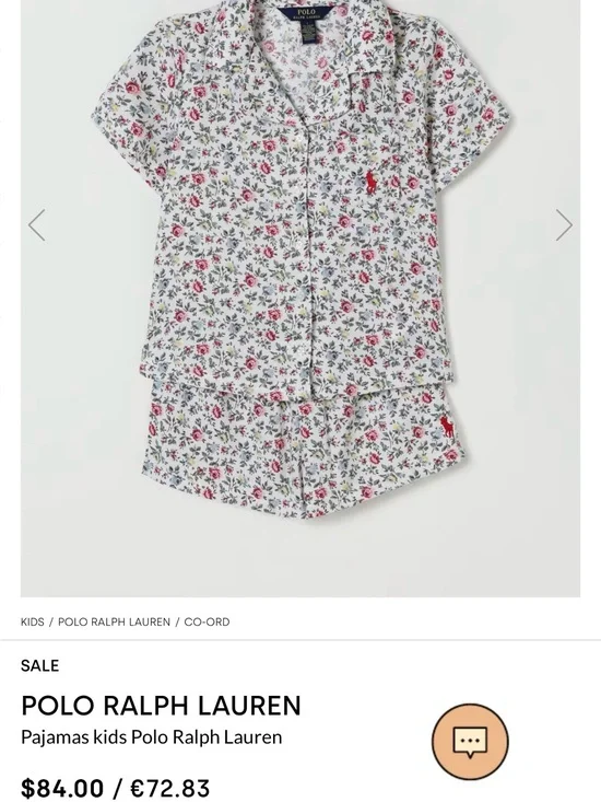 Polo Ralph Lauren Floral Short PJ Set - White with Red & Green Floral Print