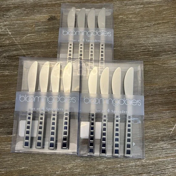 Set Of 12 Bloomingdales Spreaders Cambridge Mosaic Handle Butter Knives Flatware