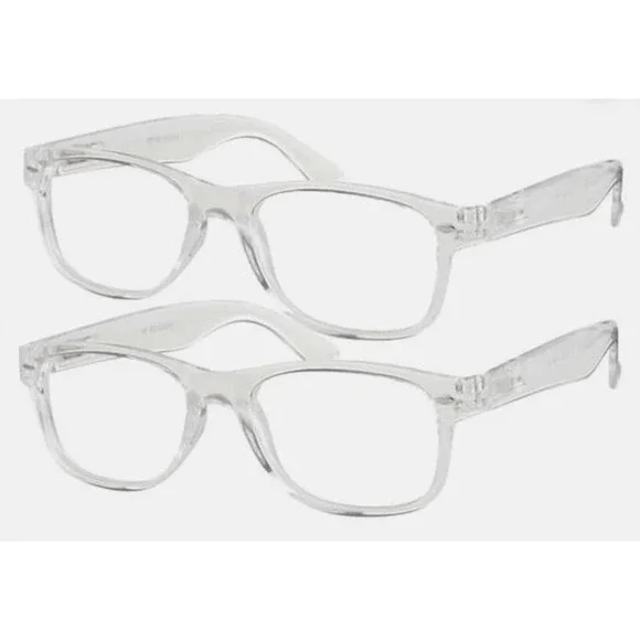 M+ Blue Light 2-Pack‎ Owen Cry Clear Square Reading Glasses +1.75 Magnification